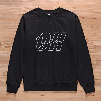 

ONSEME Korean Streetwear Crewneck Sweatshirt Women OH YES Letter Printed Aesthetic Hoodie Women Sweatsuit Kpop Clothes S-26