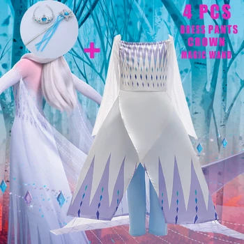 

2020 Summer Snow Cartoon 2 Dress Girl Bridesmaid Kid Dresses For Girls Children Clothes Princess Party Cosplay Fantasy Dress