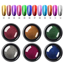 FlorVida 12 цветов набор Пигмент для ногтей Блестящий зеркальный порошок MCB маникюрный набор для ногтей