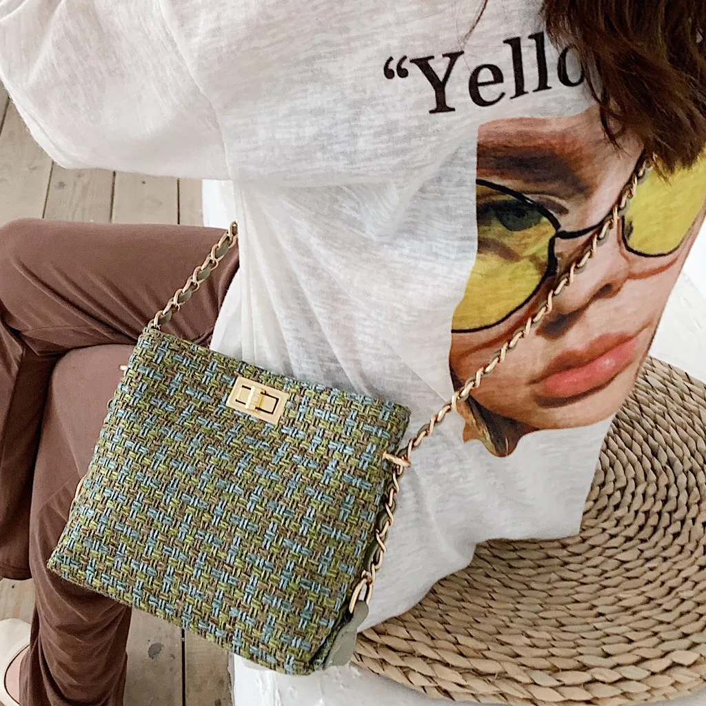 Сумка bolsa feminina модная Женская Ретро тканая шерстяная сумка-мешок, сумка через плечо сумка с цепочкой сумки на плечо для женщин