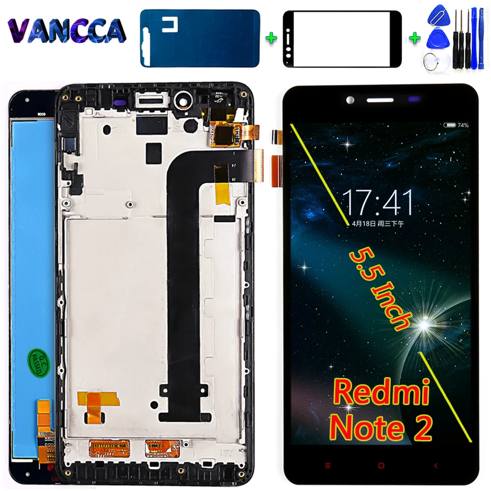 ЖК дисплей Vancca 5 дюйма для Xiaomi Redmi Note 2 Note2 дигитайзер сенсорный экран в сборе рамка