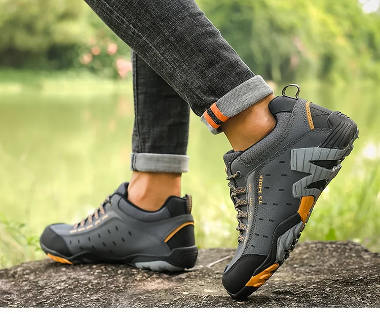 Outdoor Lover Trekking Shoes Men Waterproof Hiking Shoes Mountain Boots Genuine Leather Woodland Hunting Tactical Shoes