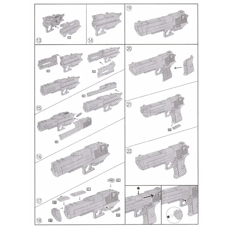 DIY Building Blocks Gun Toys Weapon Pistol Desert Eagle Mini Plastic Assembly Toy Model Kits Can Fire Bullets for Kids Gifts 5 DIY Building Blocks Gun Toys Weapon Pistol Desert Eagle Mini Plastic Assembly Toy Model Kits Can Fire Bullets for Kids Gifts 5