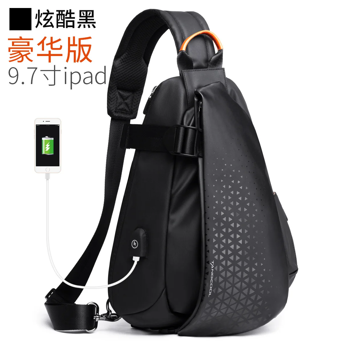 

2019 tangcool New Style Trend Cool Fashion Outdoor Riding Multi-Compartment USB Science And Technology Chest Pack MEN'S Single-s