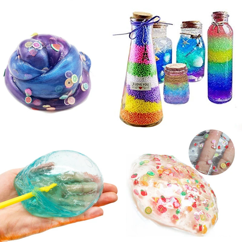 Цветная грязь DIY Slime набор для моделирования Глина пена мяч фрукты ломтик наполнитель Снег Грязь Кристалл слизи игрушка для детей мягкая глина инструмент для изготовления
