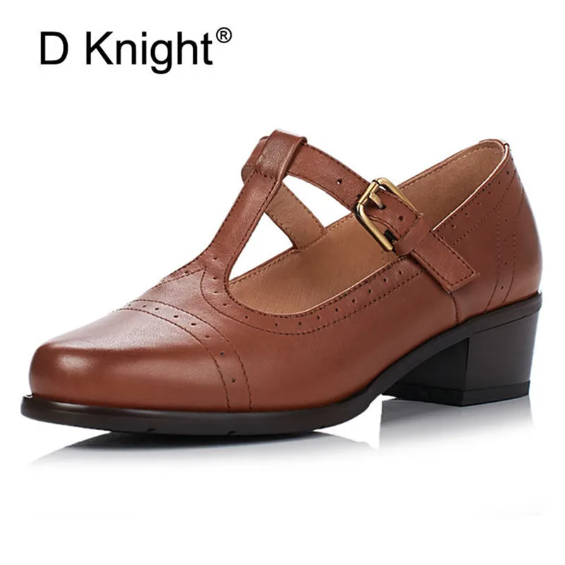 

Women Shoes High Heel Pumps Vintage Round Toe Ankle T-Strap Ladies Shoes Woman Thick Heels Girl Prom Shoes Sapato Feminino Pumps