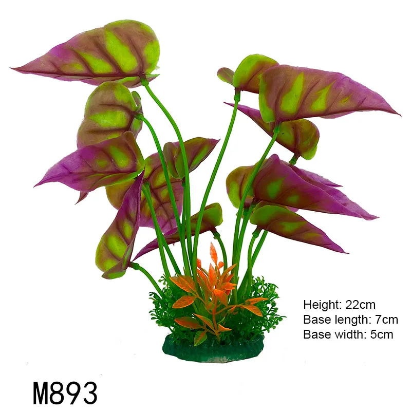 Vibrant Underwater Landscape Decoration - Green & Purple Aquatic Plants and Flowers