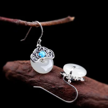 

wholesale fashion Thai silver earrings, 925 sterling silver jewelry buckle women's peace TieLong eardrop new product