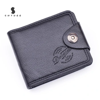 

Solid Leather Men Purse Lichee Pattern Male Wallet Short Vertical Photo Holder Clutch Business Casual Money Bags Multi-Function