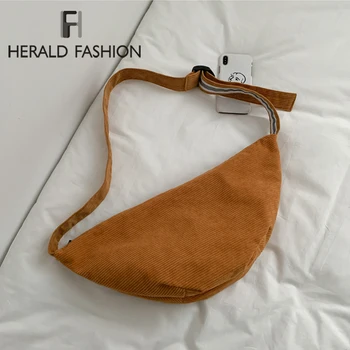 

Women Corduroy Waist Bag Ladies New Designer Canvas Fanny Pack Fashion Travel Money Phone Chest Banana Bag Crossbody Waist Bags