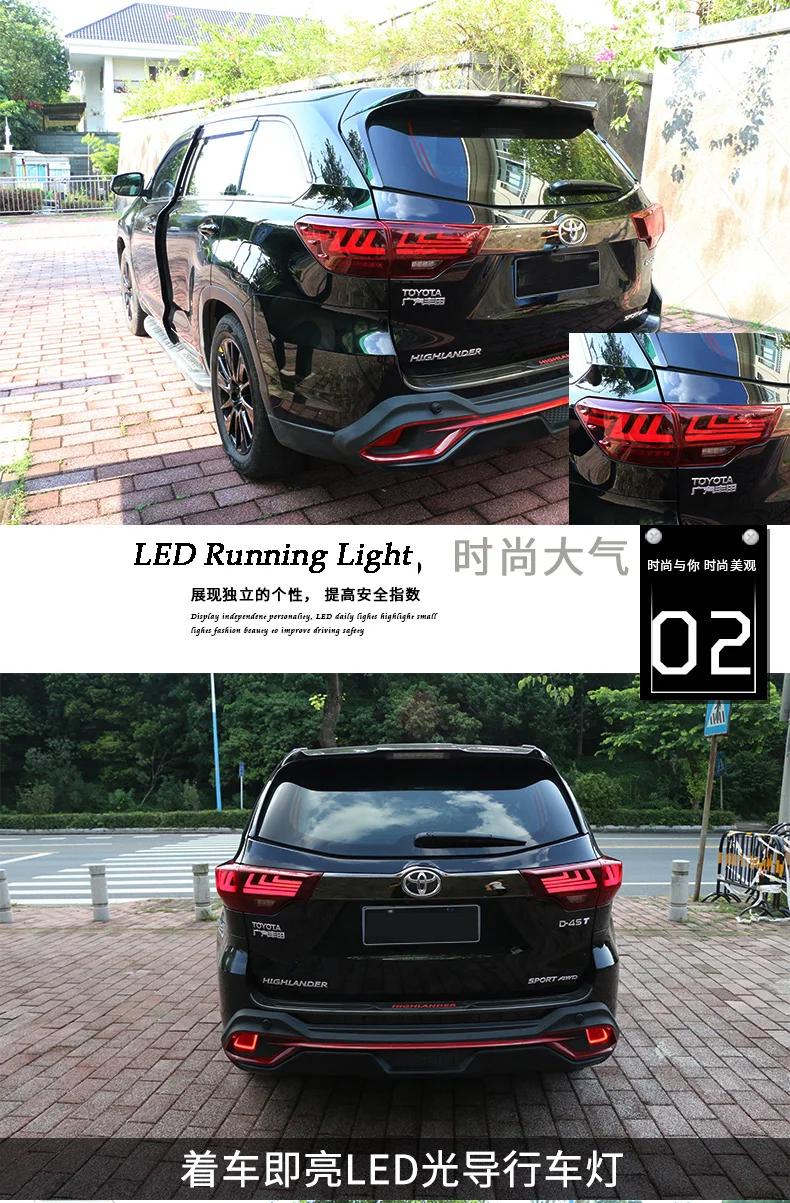 DY_L Автомобиль Стайлинг для Toyota задние фары для Highlander- новая светодиодная… для Kluger задний фонарь Lexus Тип динамический сигнал поворота Задняя лампа