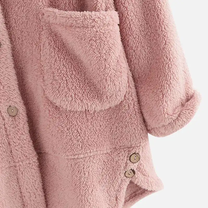 awesome 2019 Fashion Fluffy Coats Women's Windbreakers Winter Casual Long Sleeve Parka Female Button Outwea