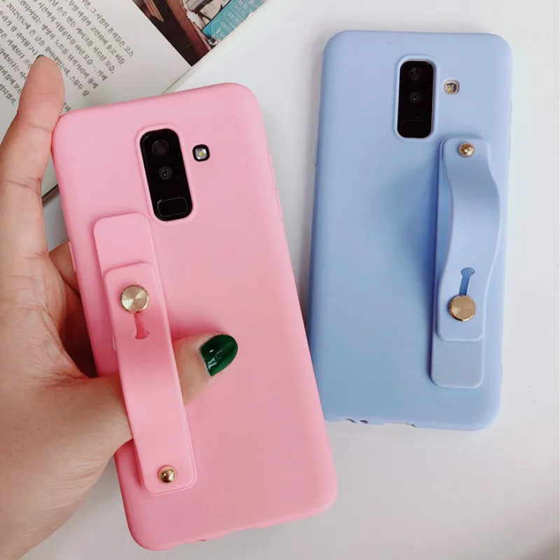 

Candy Color Silicone Case for Samsung Galaxy Note 10 Pro 9 8 S10 S9 S8 Plus S7 S6 Edge A6 A8 A7 J4 J6 2018 with Simple Stand