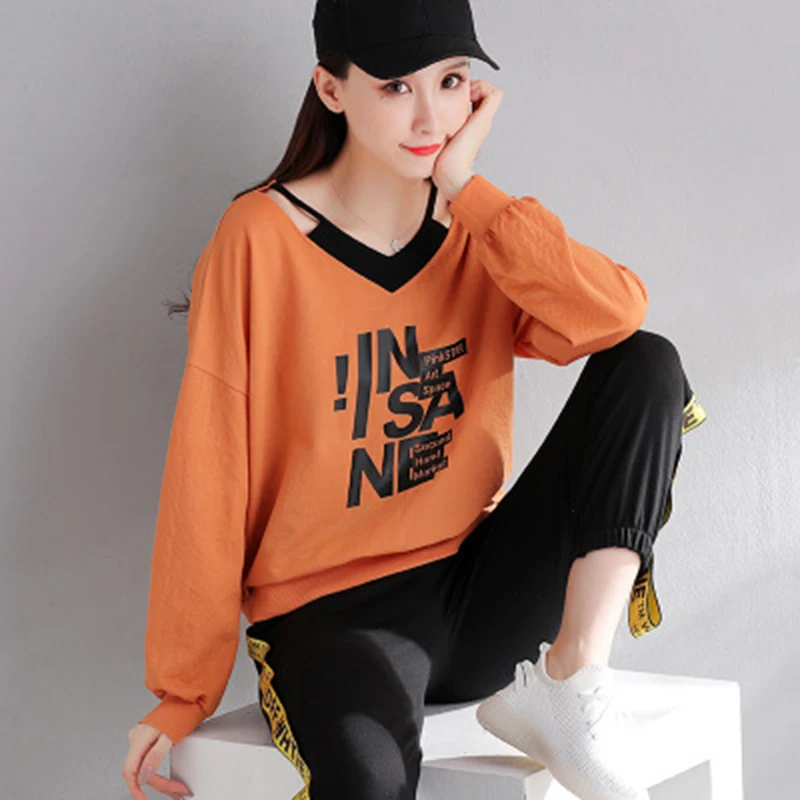 Kawaii толстовка женская Топы Повседневная Женская Толстовка sudadera mujer принт Корея длинный рукав кофты harajuku Женская одежда - Цвет: Оранжевый