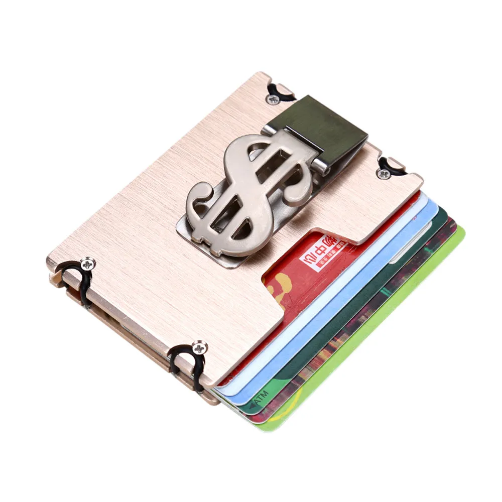 Gold Women Men ID Credit Card Protector Wallet Card Holder Package Box 7.25 - Цвет: Gold