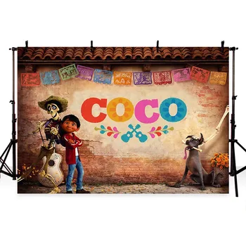 

Coco Birthday photo backdrops Children Party Banner Custom photography backdrops props Halloween Studio Backdrops