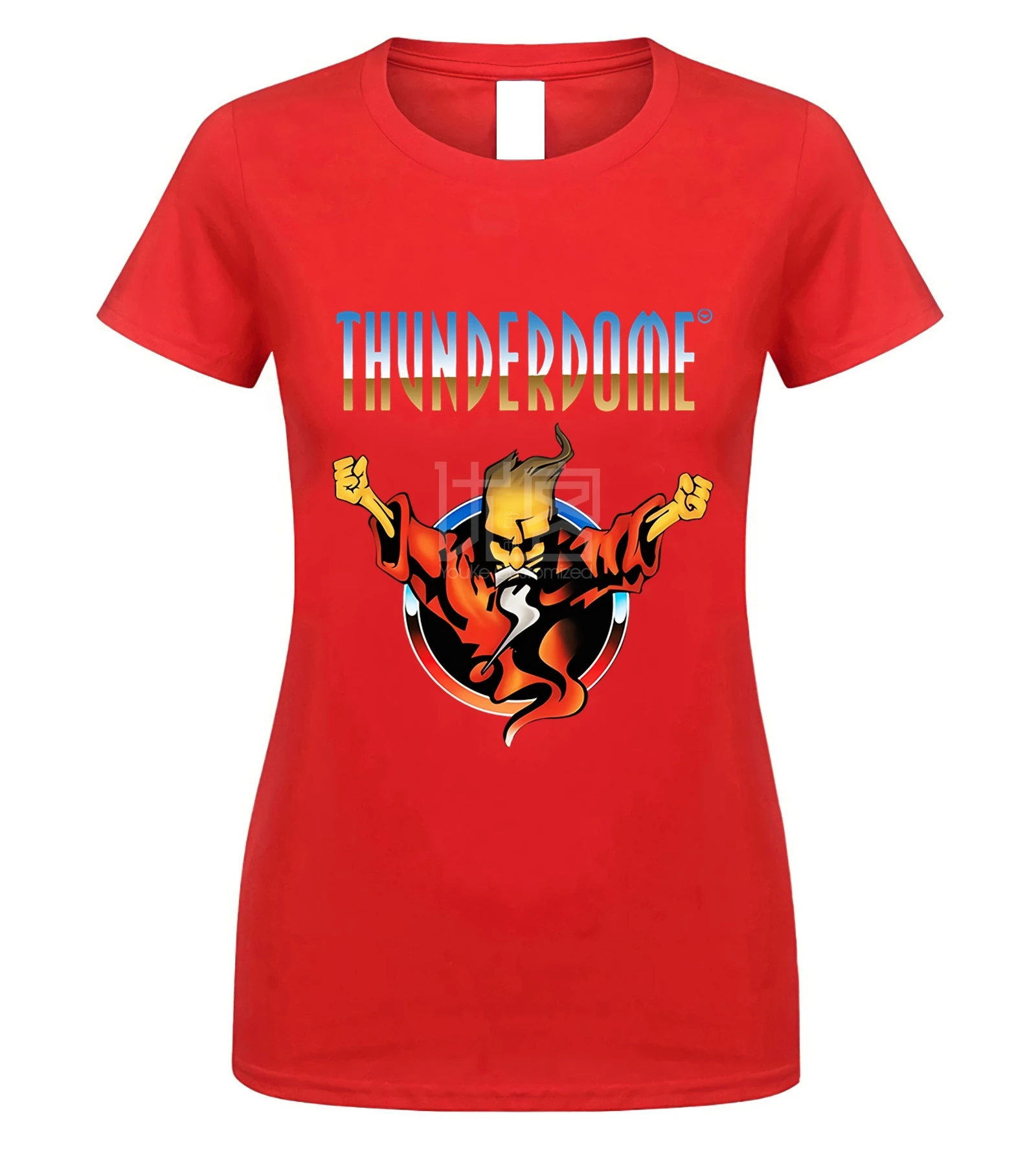 Мужская черная футболка THUNDERDOME Hardcore Techno and Gabber - Color: women red