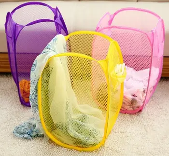 

Junejour Foldable Mesh Clothes Washing Laundry Basket Toys Sundries Storage Box clothes storage basket