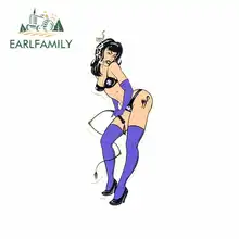 EARLFAMILY 13cm x 5.3cm Sexy Woman Funny Car Stickers Vinyl JDM Cartoon Oem RV VAN 3D DIY Fine Decal Bumper Trunk Truck Graphics