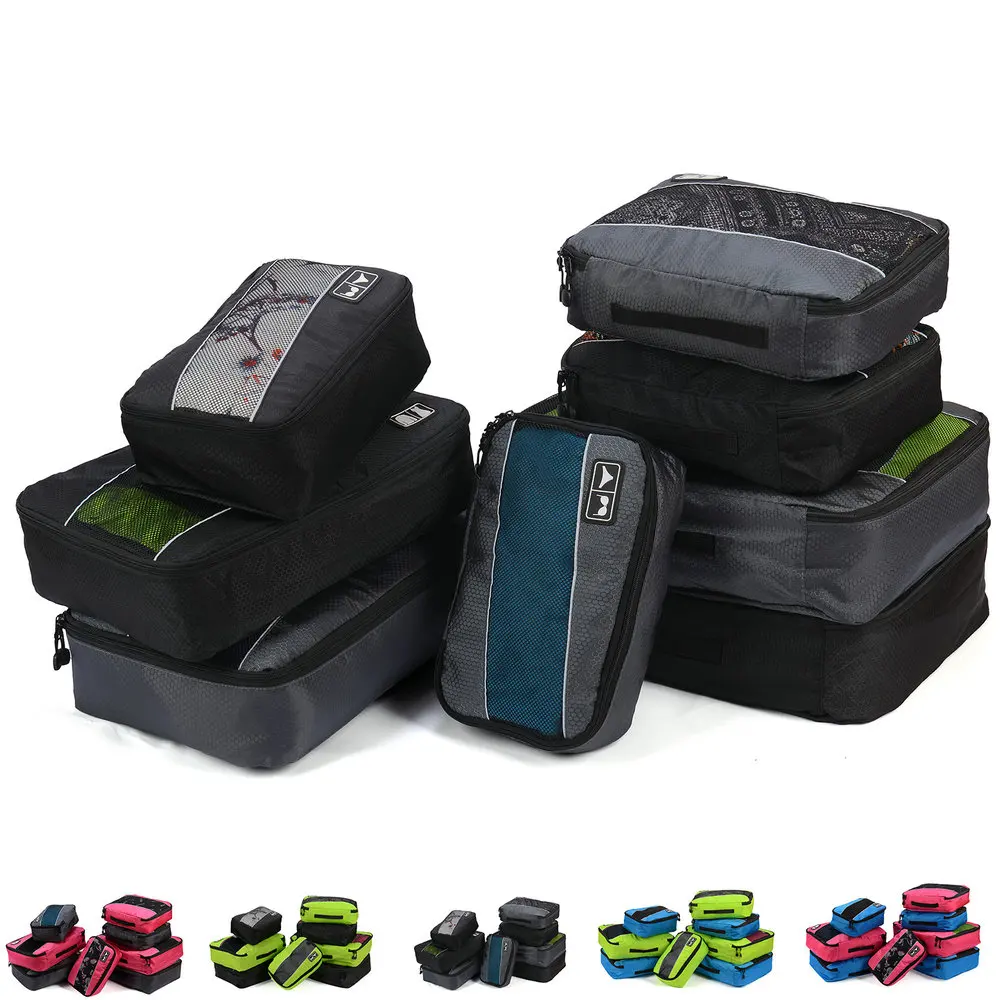 Travel Bags Soperwillton Men Women Travel Bag Male Female 210 D Polyester 4 5 8 Pieces Packing Cubes Travel Luggage Organizer Cube Set #501