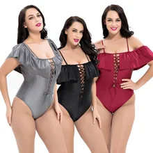 Гофрированный цельный костюм бикини однотонного цвета купальники женское Монокини летний купальник колготки Купальники Купальный костюм большого размера