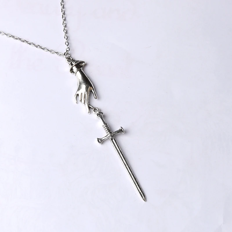 Tarot sword necklace silver color hand 