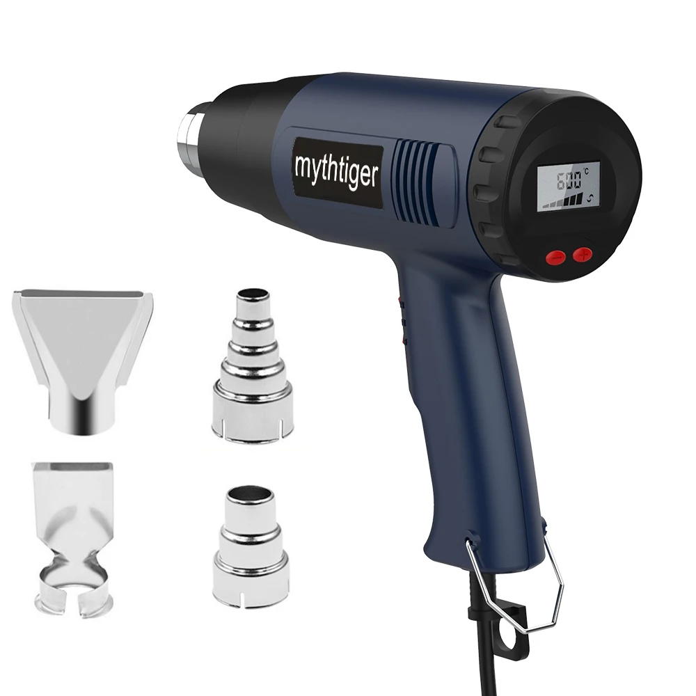 2000W Heat Gun with Temperature Settings 100- 600  Digital  (option) Hot Air Gun for Shrinking PVC Stripping Paint Crafts gravity feed spray gun