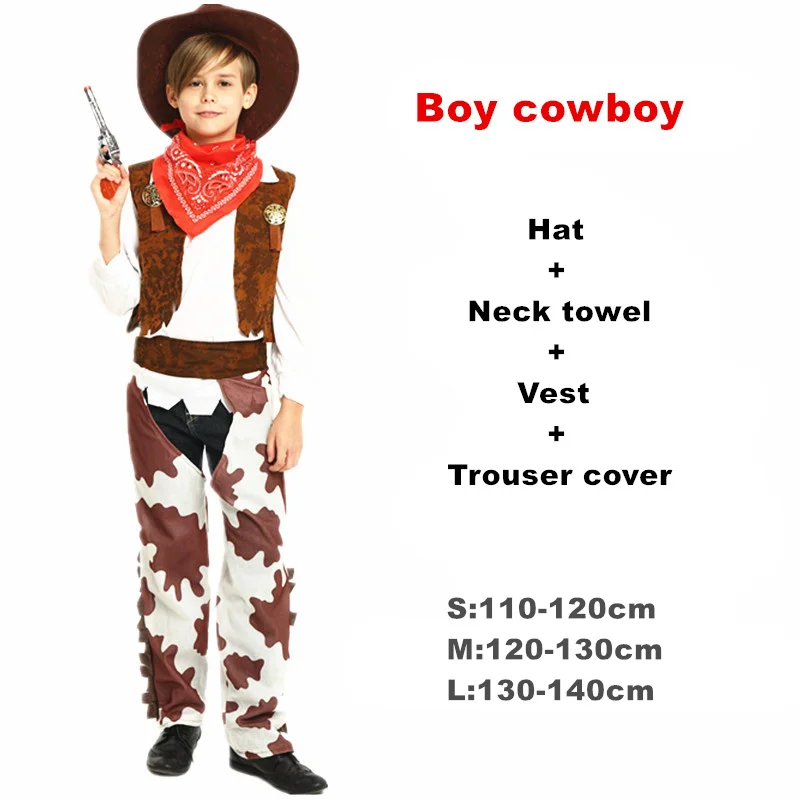 Нарядный вечерние ковбойский костюм для взрослых и детей на Хэллоуин ковбойский костюм ковбойского костюма в западном стиле карнавальные костюмы для взрослых и детей - Цвет: Boy cowboy