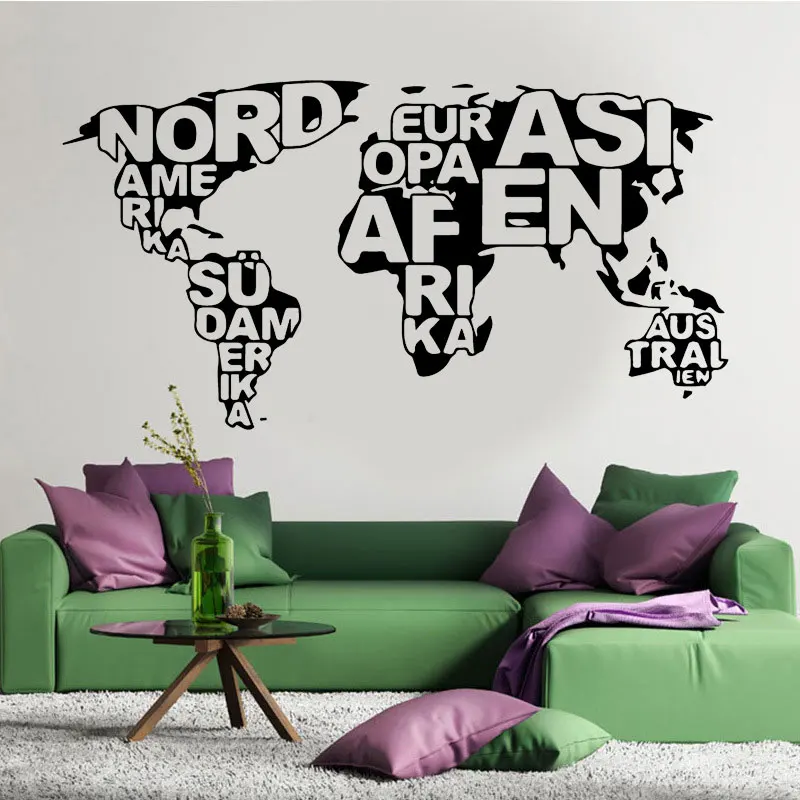 

Creative Design World Map Wall Sticker Vinyl Home Decoration Living Room Bedroom Office Decor Decals Removable Wallpaper S147