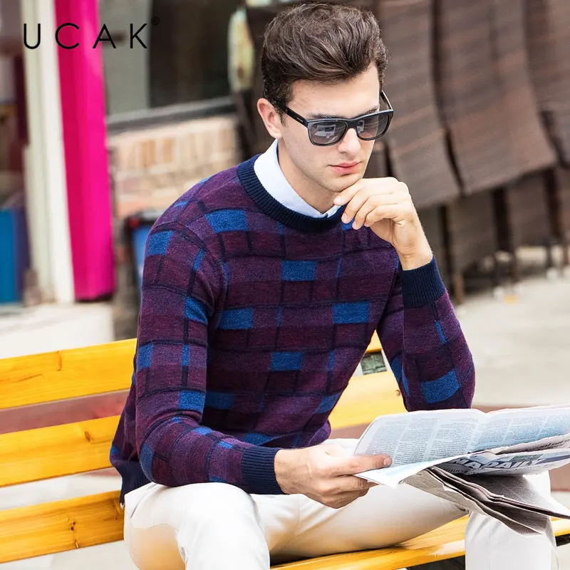 UCAK Brand 100% Merino Wool Sweater Men 2019 Autumn Winter New Arrival Streetwear Fashion Pull Homme Cashmere Pullover Men U3057