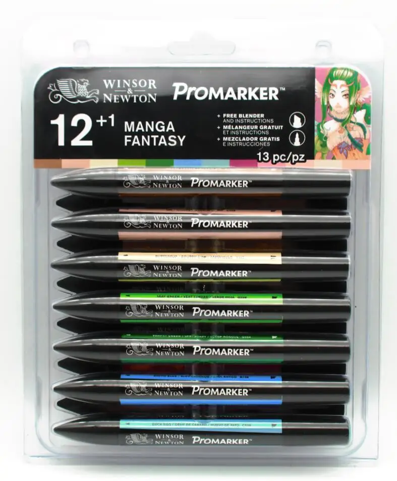 Фломастеры Winsor& Newton Promarker с двумя наконечниками, 6 цветов и 12 цветов, кисть для художника-блендера - Цвет: 12 Fantasy