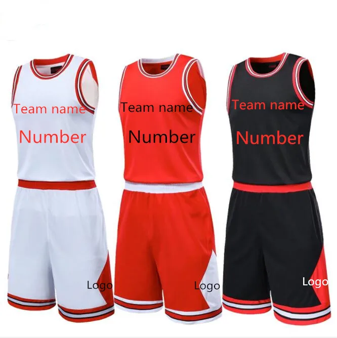 

New season new basketball uniform adult and child size single back pocket custom name and number training match jersey bull