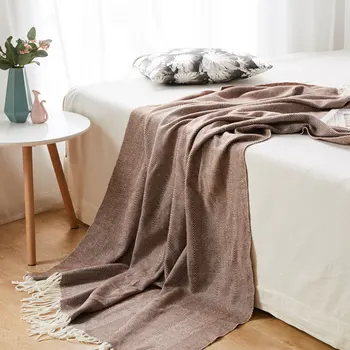 

Hand-knitted Blankets Spring Fall Bed Sofa Travel Soft Throw Blanket with Tassel Thread Blanket Couches Towel Cover Home Parts