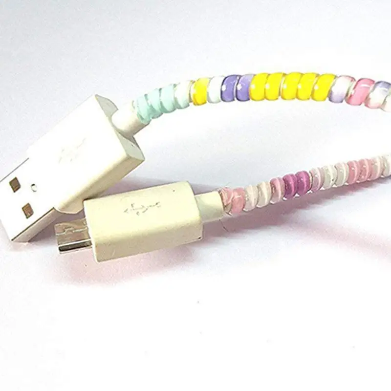 Протектор для кабеля передачи данных ТПУ градиент спиральный кабель шнур и наушники протекторы случайный цвет R20