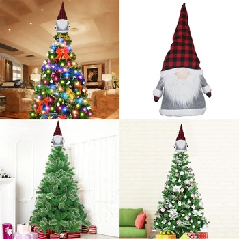 

Christmas Tree Topper Plaid Hat Swedish Tomte Gnome Santa Ornament Home Holiday