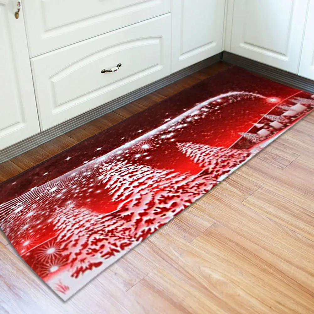

Flannel Pad Xmas Decor Festival Comfortable Home Ornament Christmas Doormat Non-Slip Multi-Pattern Floor Rug Cartoon Carpet
