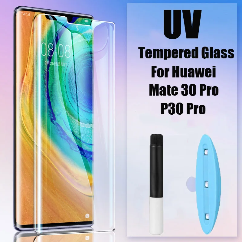 Clear Curved UV Liquid Full Glue Tempered Glass For Huawei Mate 30 P30 Pro lite For P20 Mate 20 pro lite screen protector