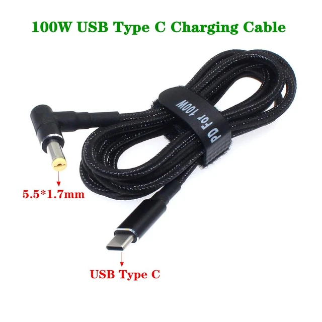 100W USB C Type C Laptop Charging Cable Cord USB C to 5.5x1.7mm