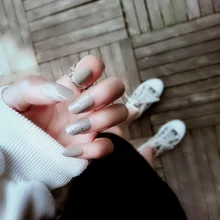 Маникюр готовой продукции поддельные ногти готовой продукции ногтей патч Популярные INS серый маникюр патч фототерапия a L70