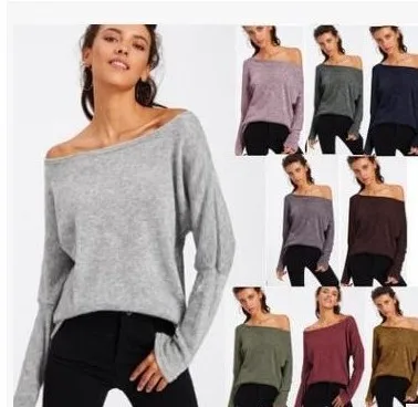 

18010804 AliExpress Horizontal Neck Sloping Shoulder Knitted Bat (10-Color)