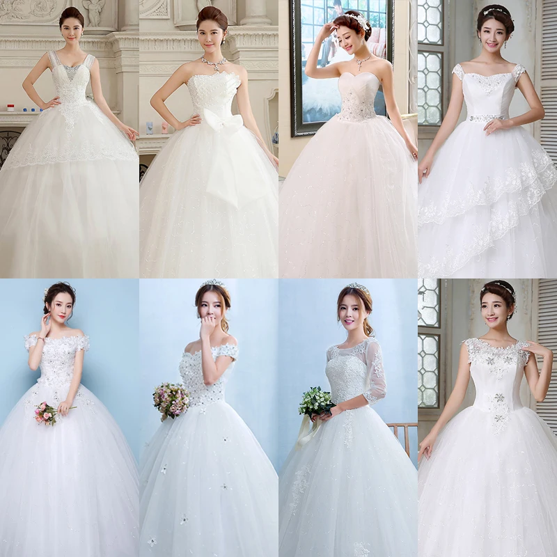 

In Stock Wedding Dress Elegant Crystal Princess Bridal Ball Gown Strapless Long Wedding Dresses HS101 More Styles Clearance
