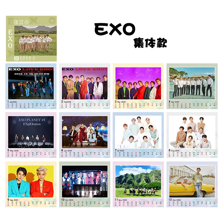 EXO Kpop SuperM EXO ITZY бродячие Дети Дважды TXT X1 X ONE Настольный календарь K-POP календарь план книга Вентилятор коллекция подарок Прямая - Цвет: EXO