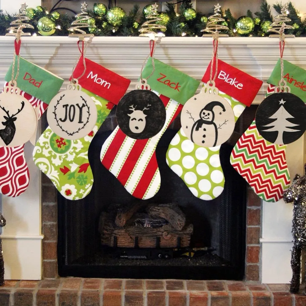 Christmas Decorations for Tree DIY Wooden Pendants Christmas Decorations Ornaments for Home Christmas Gifts 50pcs