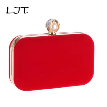 

Elegant Fleece Pearl Buckle Dinner Bag Women Crossbody Pouch Chain Shoulder Messenger Purse Evening Bags For Wedding Bag