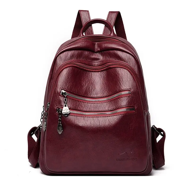 Mochila de cuero de lujo para mujer, morral de viaje Vintage de alta calidad para adolescentes