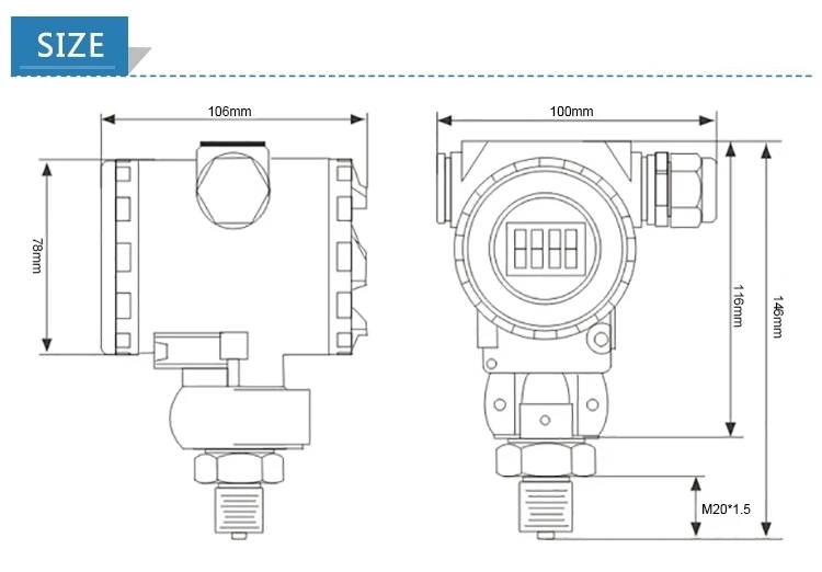 2088 Pressure Transmitters Pressure Sensor Digital display pressure sensor RS485 4-20mA Water pressure Oil pressure