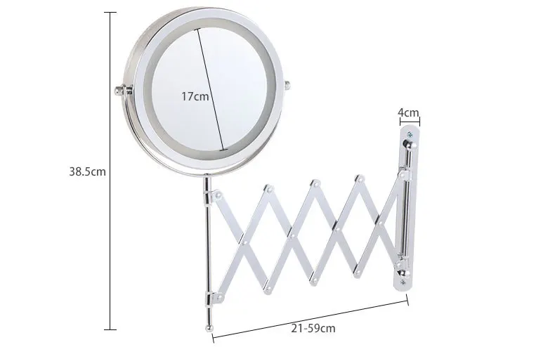 LED Wall Mirrors Home Hotel Bathroom Metal Folding Mirror Fashion Gift Single Side Bathroom Wall-Mounted Aluminum Mirror