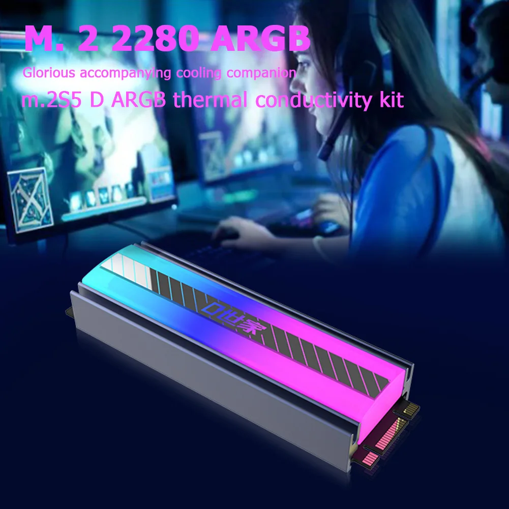 Охладитель для видеокарты M.2 2280 Радиатор SSD Охлаждающий радиатор 5 в 3Pin ARGB