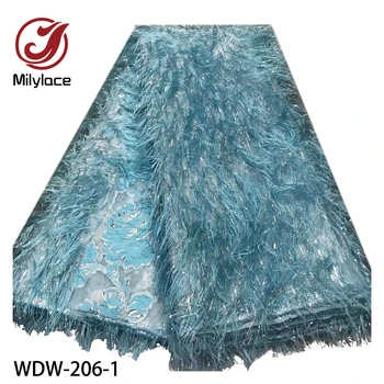 

2019 New Style 3D Brocade Lace Fabric 5 Yards High Quality Flower Lace Embroidered Tulle Fabric for Wedding Dress WDW-206