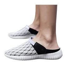 Мужские уличные сандалии из сетчатого материала на плоской подошве; Летние Нескользящие тапочки; Zapatos De Hombre; дышащая пляжная повседневная обувь для мужчин